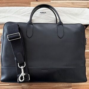 Shinola Canfield Weekday Black Leather Laptop Briefcase